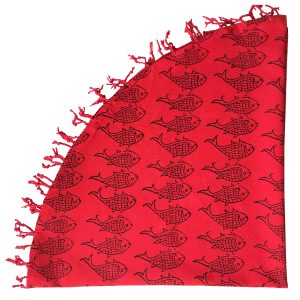 رومیزی قلمکار گرد طرح ماهی سایز 100