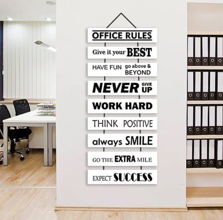 آویز دیواری office rules سفید